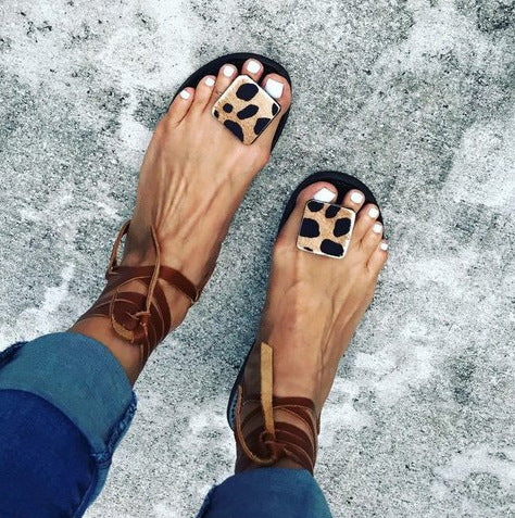 Lace up Animal Print Roman sandals