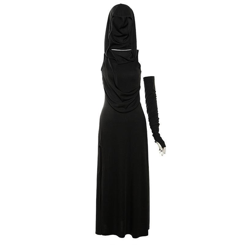 Solid Color Sexy High Waist Hip Hooded Dress Women