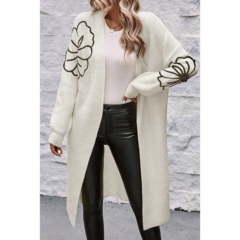 Women's Flower Embroidered Cardigan Sweater