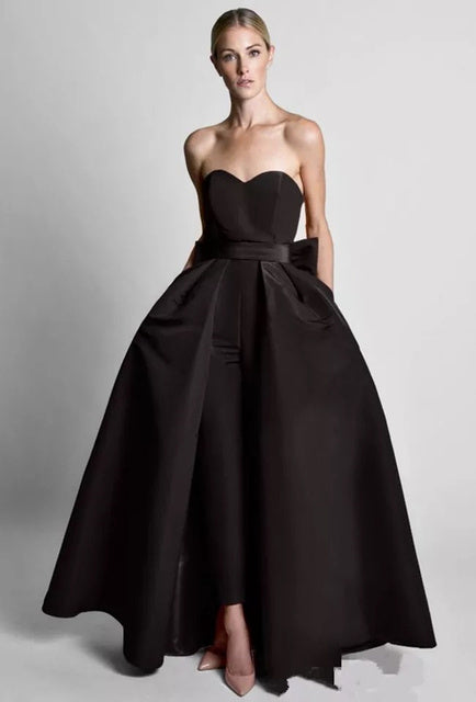 Jumpsuit Evening Dresses With Bow and Removable Skirt