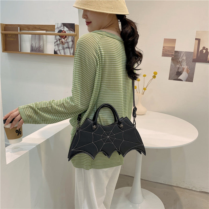 Spider Web Shape Shoulder Bags Personality Batgirl Tide Pu Handbags Fashoin Messenger Crossbody Bag