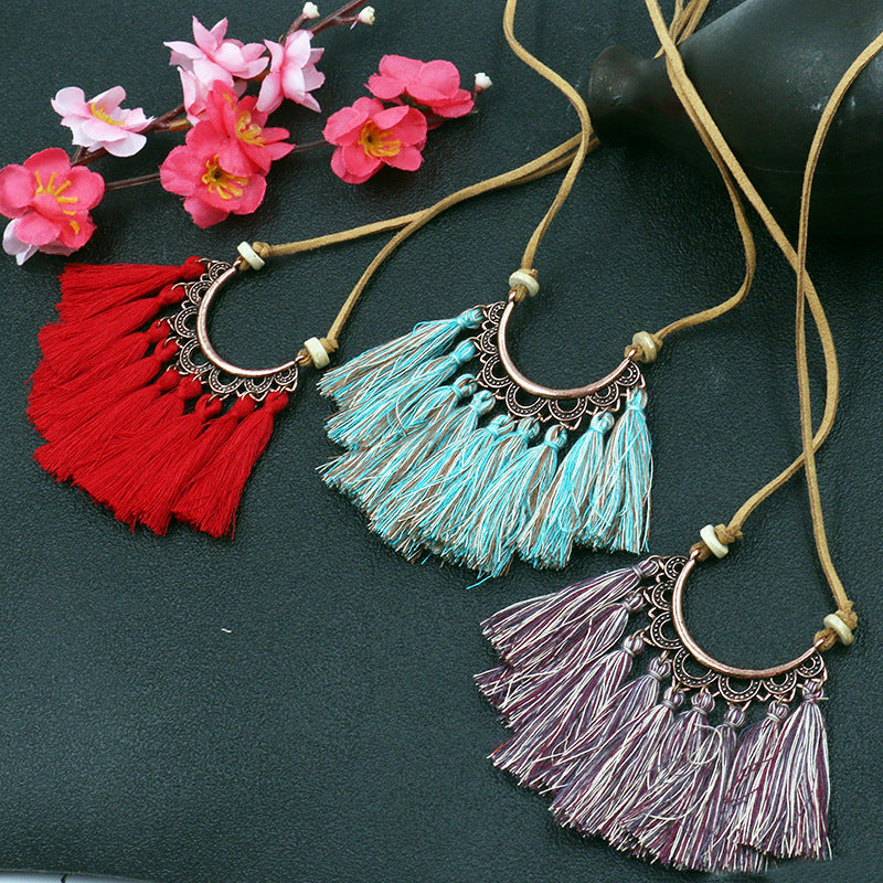 Fringe long necklace fashion