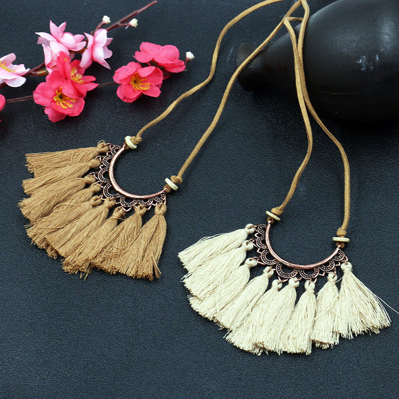 Fringe long necklace fashion