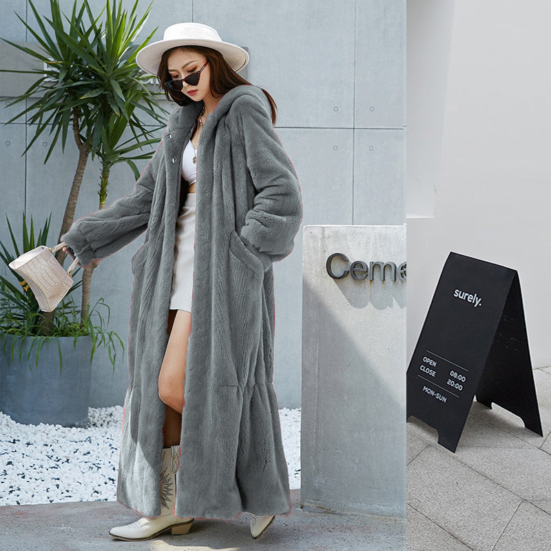 Fur Coat Women's Hooded Long Coat