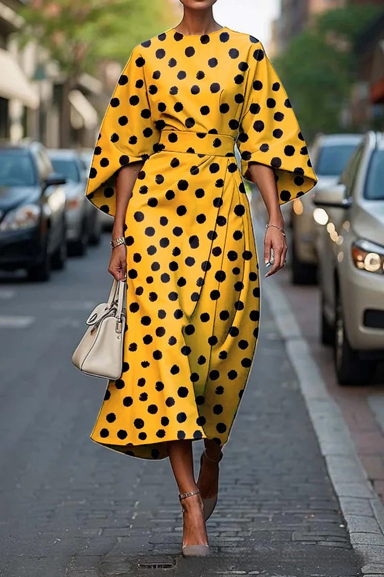 Exotic print oversized sleeve Women's Elegance Dress