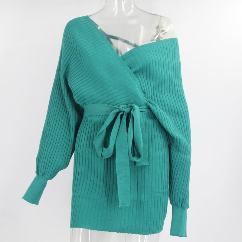 Knitted dress with Hip Wrap