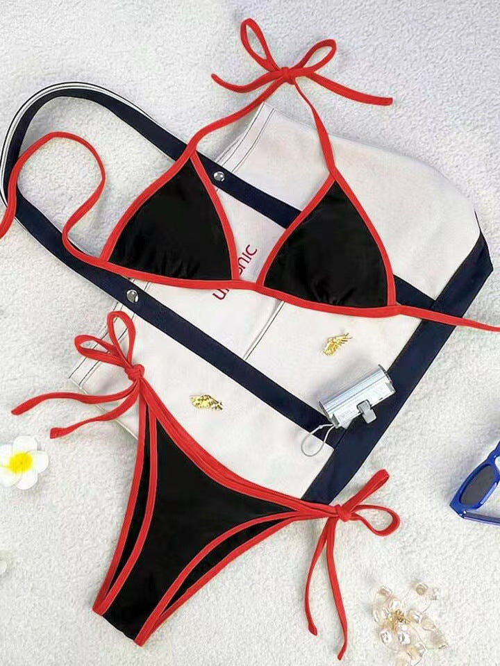 Summer Womens Solid-color Triangle Sexy Bikini