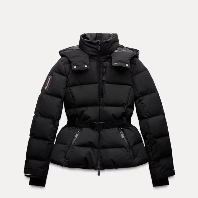 Ski Suit With Belt Stand-up Collar Warm Cotton Jacket