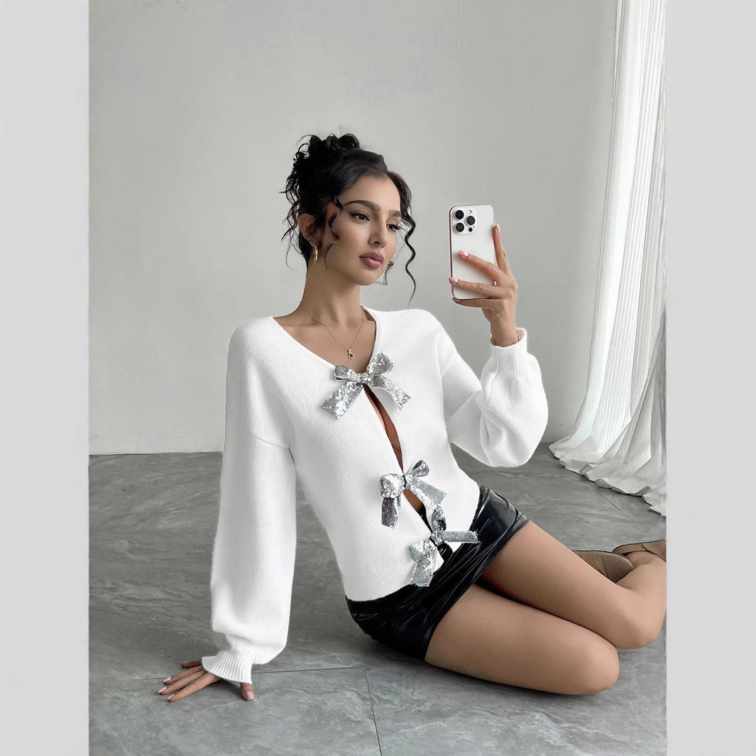 Reversible Fashion Bowknot Women's Sweater