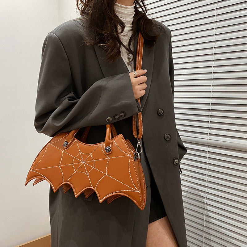 Spider Web Shape Shoulder Bags Personality Batgirl Tide Pu Handbags Fashoin Messenger Crossbody Bag