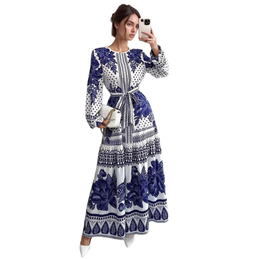 Printed Long Sleeve Maxi Dress