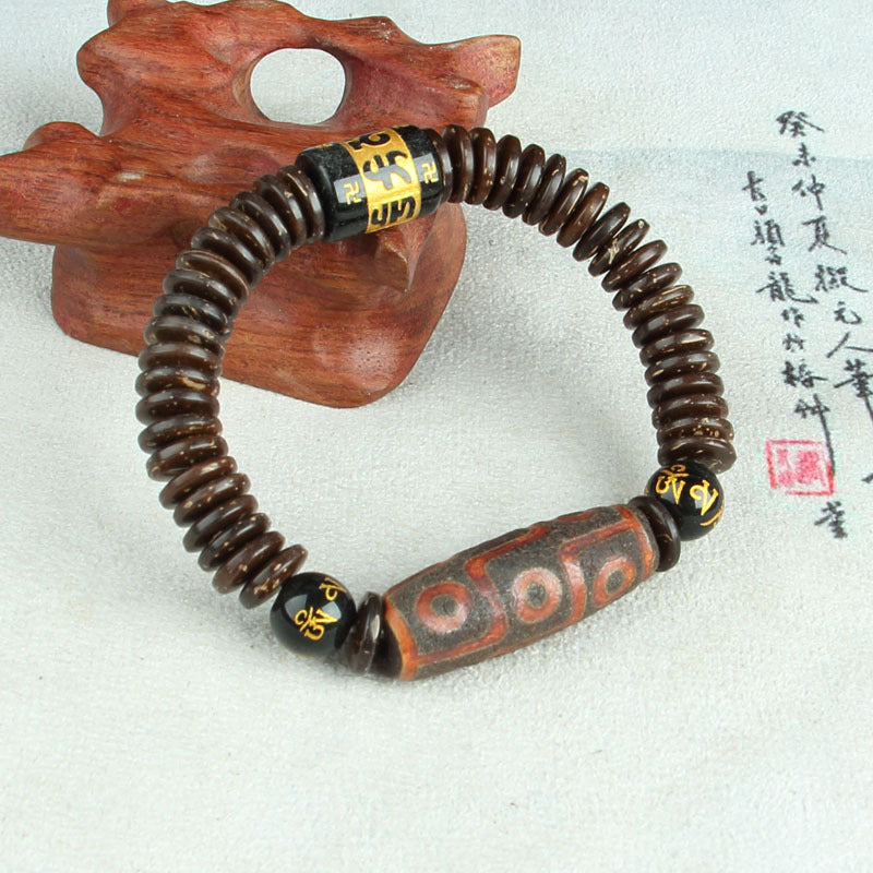 Tibetan Style Sky Eye Nine Eyes Day Beads Made Old Agate Day Beads
