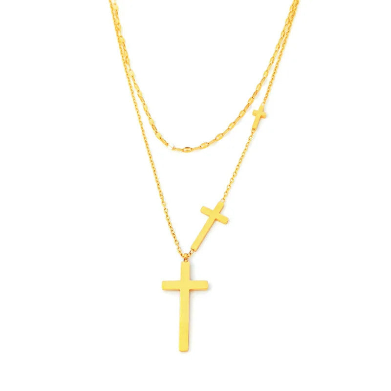 Women's All-match Double Layer Cross Necklace