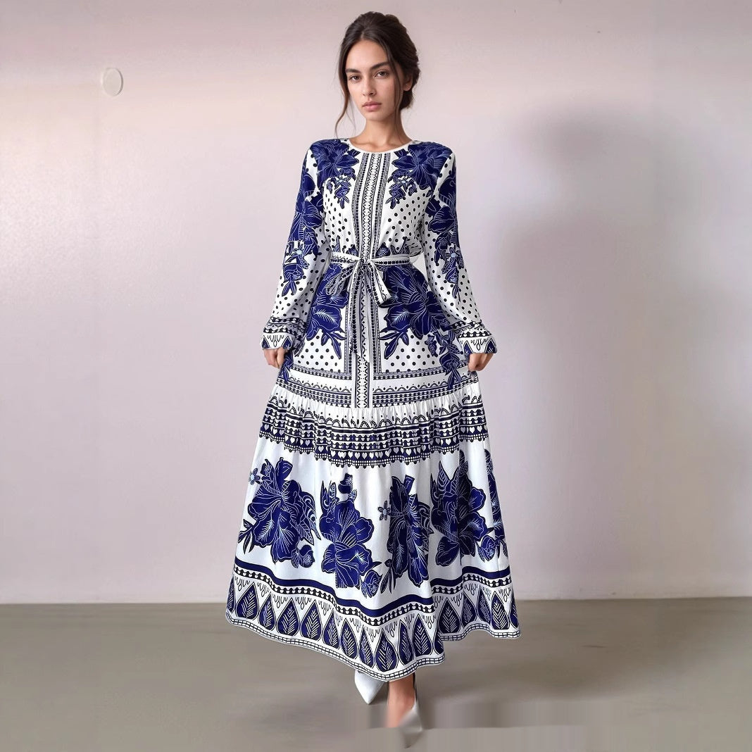 Printed Long Sleeve Maxi Dress