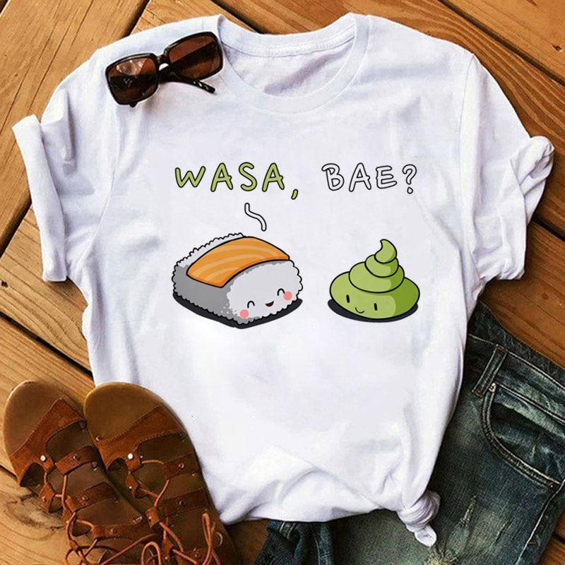 Summer Women Cute Sushi Hug Short Sleeve T-shirts