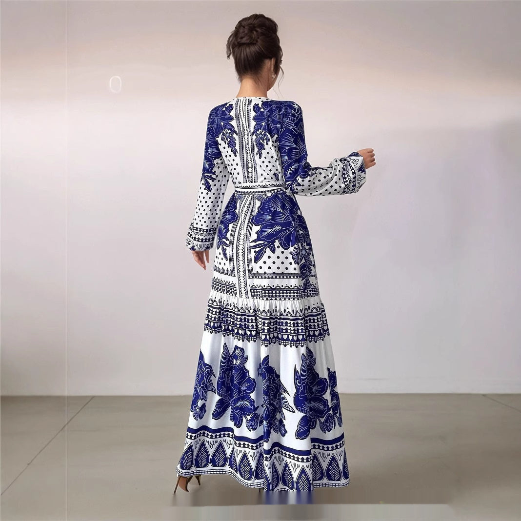 Printed Long Sleeve Maxi Dress
