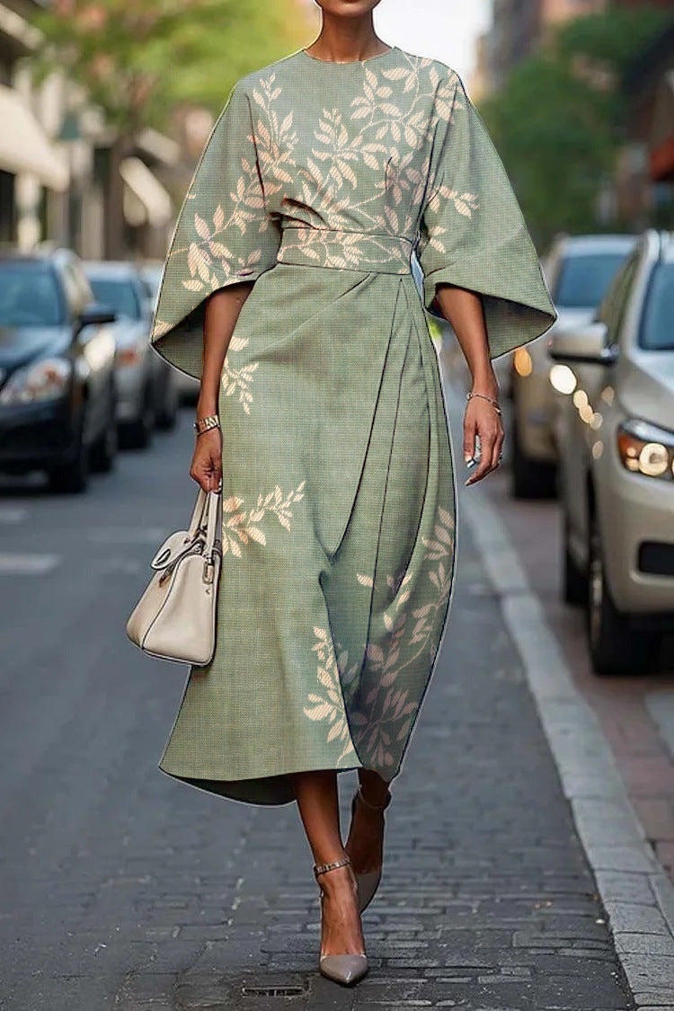 Exotic print oversized sleeve Women's Elegance Dress