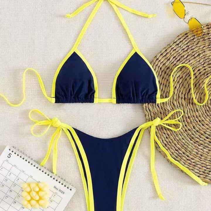 Summer Womens Solid-color Triangle Sexy Bikini