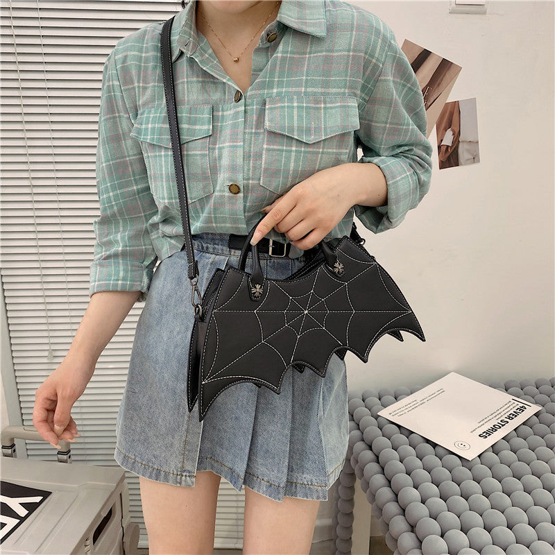 Spider Web Shape Shoulder Bags Personality Batgirl Tide Pu Handbags Fashoin Messenger Crossbody Bag