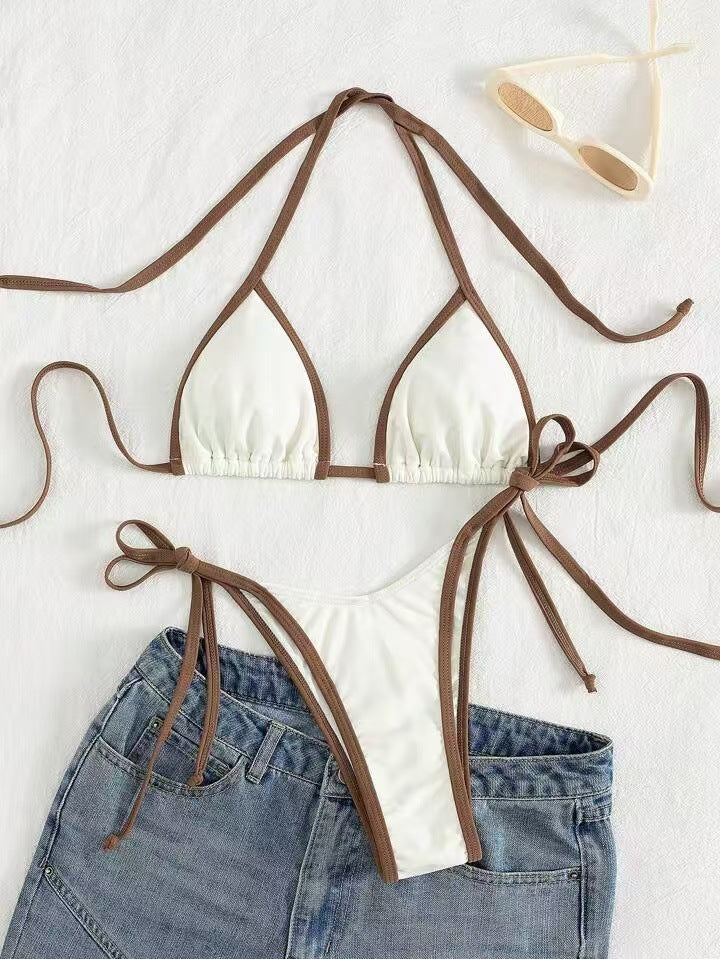 Summer Womens Solid-color Triangle Sexy Bikini