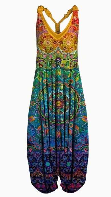 Flirty Floral Print Wide Leg Jumpsuit - Stylish & Comfortable Sleeveless Design For Effortless Spring & Summer Style - Ideal Womens Clothing For Fashionistas