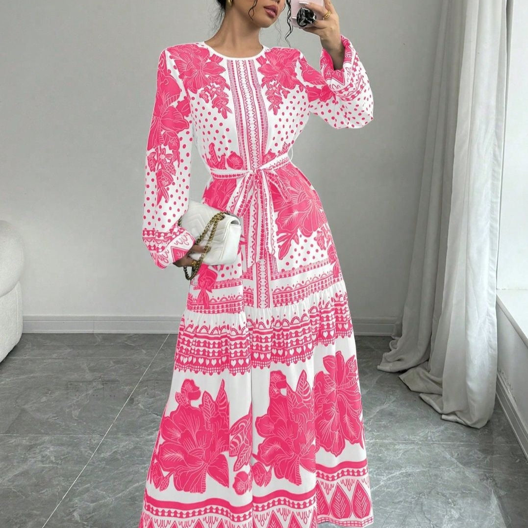 Printed Long Sleeve Maxi Dress