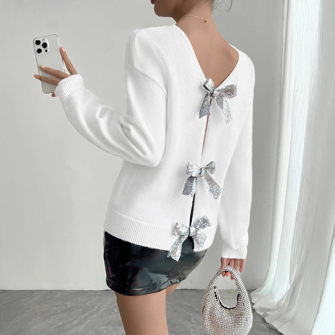 Reversible Fashion Bowknot Women's Sweater